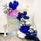 Blue White Silver Balloon Arch Kit with Explosion Star 4D Silver Foil Balloons Royal Blue Metallic Silver White Balloon Garland